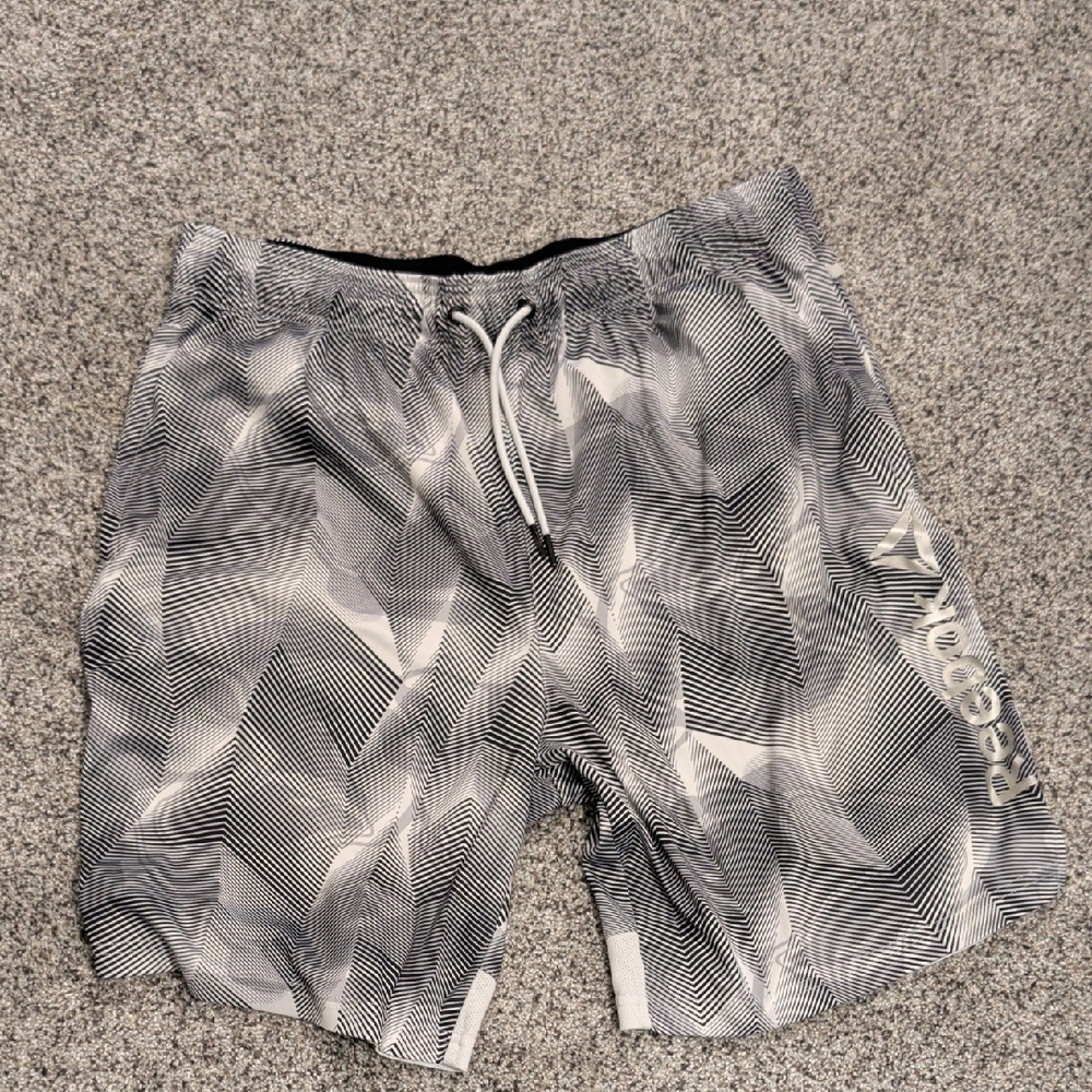 Reebok Black and White Striped Shorts